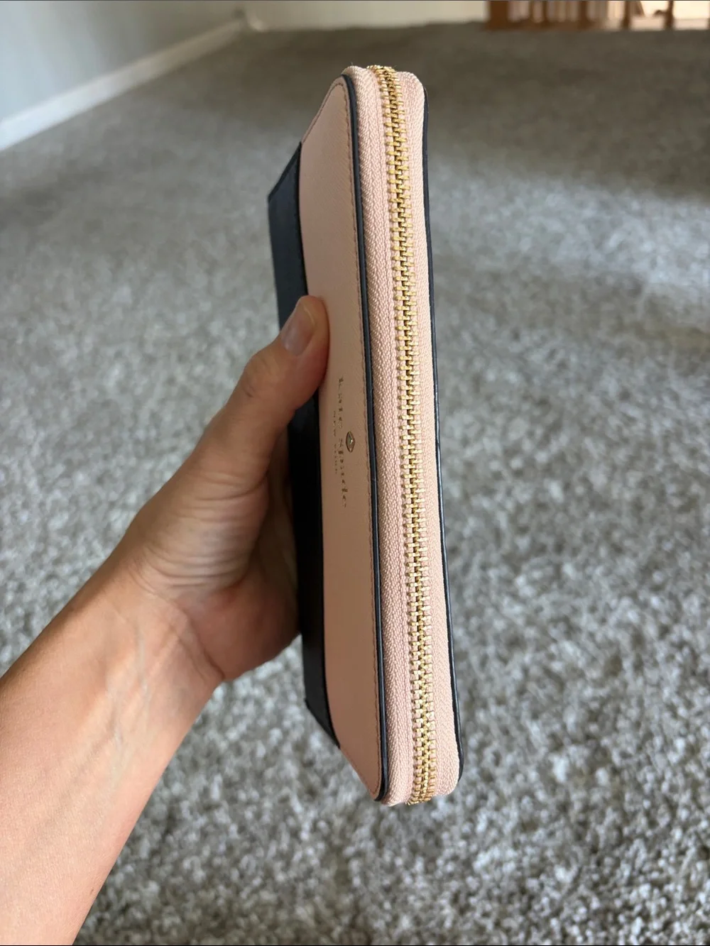 kate spade Pink and Black Zip-Around Colorblock Wallet